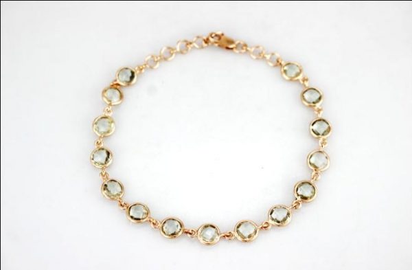 Green amethyst sterling silver rose gold platted bracelet GWBR83166-0