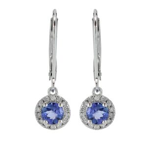 Tanzanite with cubic zirconia dangling lever back earrings GWTZE84059-0