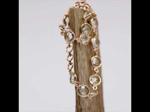 Green amethyst sterling silver rose gold platted bracelet GWBR83166-891