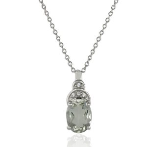 Green Amethyst with white cubic zirconia pendant GWP83381-0