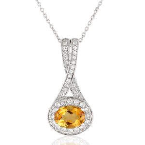Citrine and cubic zirconia pendant GWP83379-0