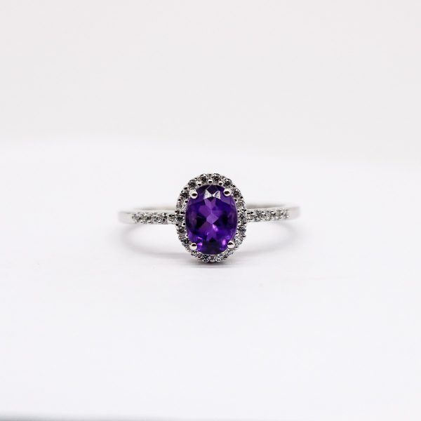 Amethyst and cubic zirconia ring GWR84077-1383