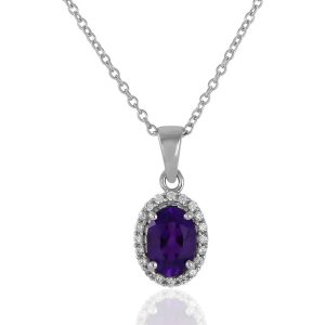 Amethyst and cubic white zirconia pendant GWP84063-0