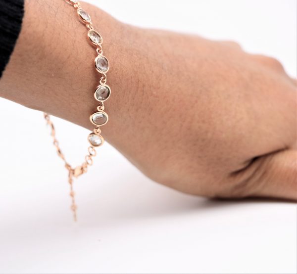 Green amethyst sterling silver rose gold platted bracelet GWBR83166-890