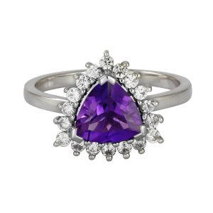 Amethyst and white cubic zirconia ring GWCR84086-0