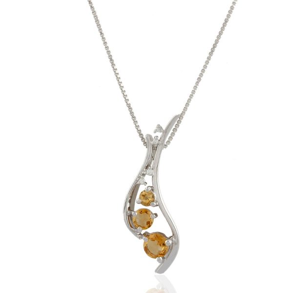 Citrine and Cubic Ziriconia Sterling silver pendant GWP90458-0