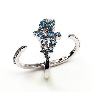 Blue topaz and diamond white gold ring GWDR86377-0