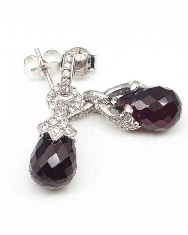 Red garnet sterling silver dangling earrings GWER86355-1653