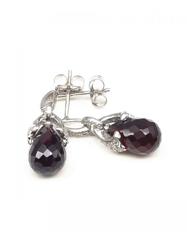 Red garnet sterling silver dangling earrings GWER86355-1654