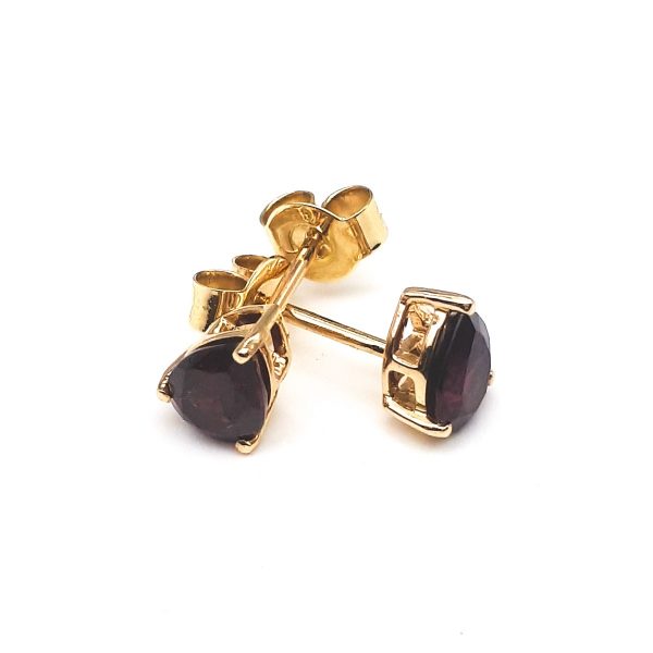Red garnet yellow gold earrings GWER88529-1845