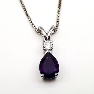 Amethyst and cubic zirconia sterling silver pendant GWP86878-0