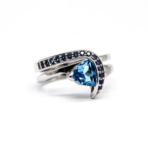 Blue Topaz and Cubic Zirconia ring GWR86375-0