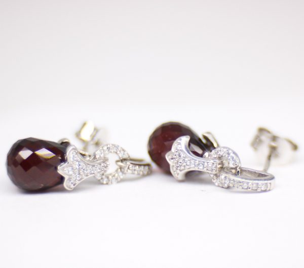 Red garnet sterling silver dangling earrings GWER86355-1070