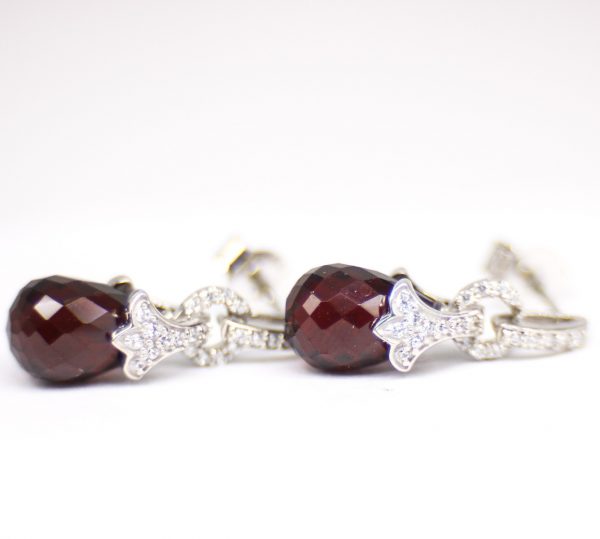 Red garnet sterling silver dangling earrings GWER86355-1071
