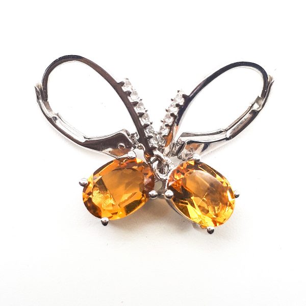 Citrine and cubic Zirconia Dangling earrings GWER83173-1865