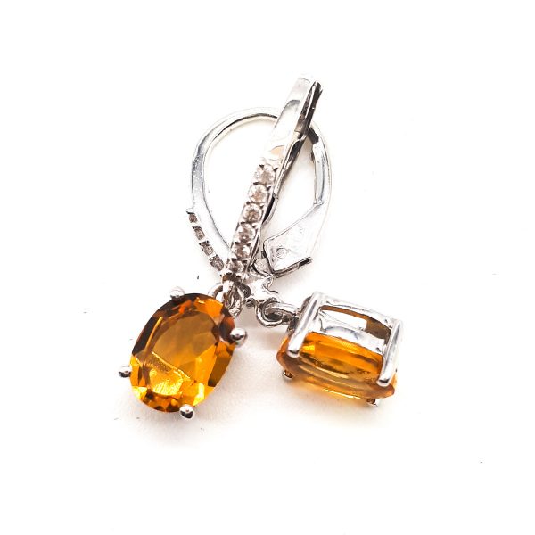 Citrine and cubic Zirconia Dangling earrings GWER83173-1866