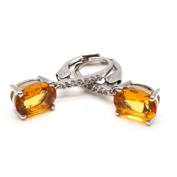 Citrine and cubic Zirconia Dangling earrings GWER83173-1867