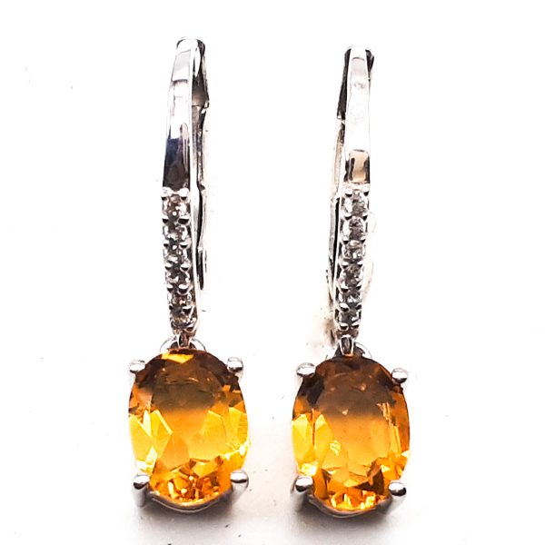 Citrine and cubic Zirconia Dangling earrings GWER83173-0