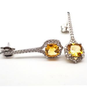 Citrine and Cubic Zirconia dangling earrings GWER86359-0