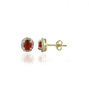 Ruby and White Topaz yellow gold earrings GW86876-0