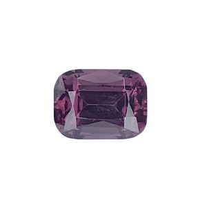 Purple faceted gemstone in a rounded-square shape on a white background.