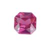 Faceted pink gemstone with an octagonal shape, close-up view