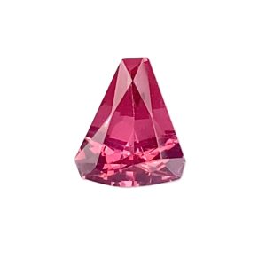 PSpin 42_1 - GEMWORLD LTD Pink faceted teardrop-shaped gemstone with many reflective facets against a white background
