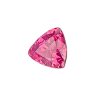 Close-up of a faceted pink heart-shaped gemstone on a white background, showing sparkling facets.