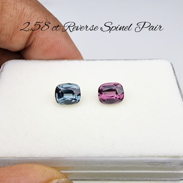 Spinel Recerse Pair Cushions 1.31 / 1.27 cts fspin 31/32-2171