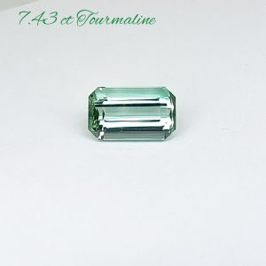7.43 Cts Bluish Green Tourmaline Emerald cut Tour 027-0