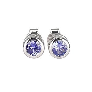 Round Tanzanite set in Basel mount in 10K White Gold GWTZE84352