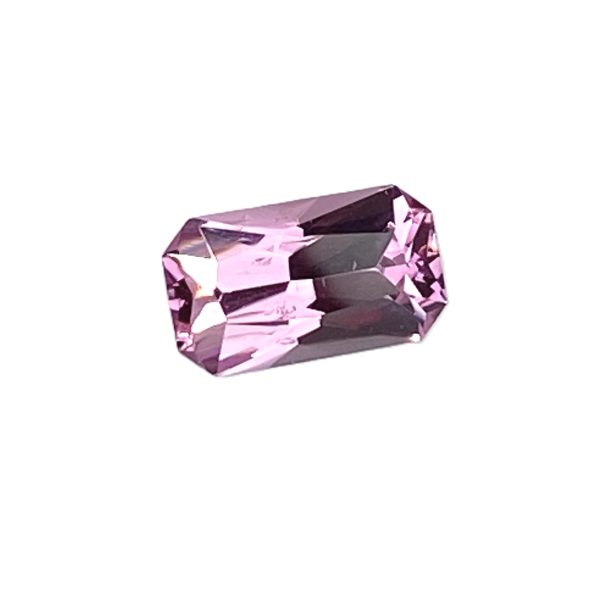 Fspin 239_3 - GEMWORLD LTD Pink faceted gemstone or diamond against a white background.