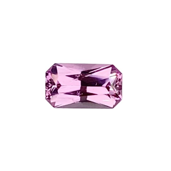 Fspin 239_4 - GEMWORLD LTD Faceted pink gemstone with a square cushion cut on a white background.