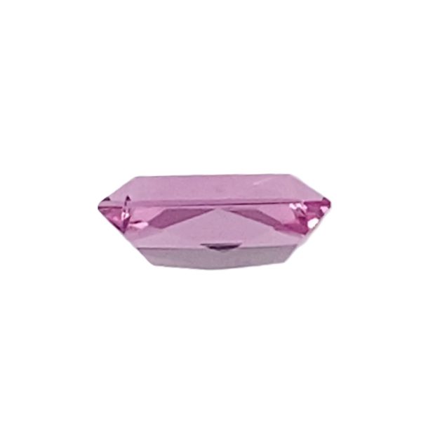 Fspin 239_6 - GEMWORLD LTD Pink faceted diamond-shaped gemstone visible at the bottom center against a white background.