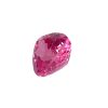 Faceted pink gemstone shaped like a rounded heart, showing many reflective facets against a white background.