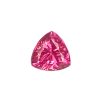 Partial view of a pink faceted gemstone with many reflective facets against a white background, teardrop shape visible at bottom center.