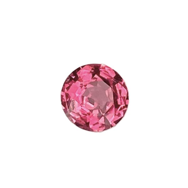PSpin 118_2 - GEMWORLD LTD Oval pink faceted gemstone on a white background, showing multiple reflective facets.