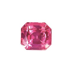 PSpin 119_3 - GEMWORLD LTD Pink faceted gemstone on white background.