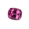 PSpin 71_1 - GEMWORLD LTD Pink cushion-cut gemstone with multiple facets, close-up view in bright light.