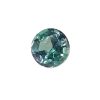 Round faceted teal gemstone sparkling with blue-green hues in a brilliant-cut facet