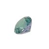 Close-up of a teal-green faceted gemstone with light reflections on its surfaces
