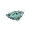 Korn 19_3 - GEMWORLD LTD Emerald-cut green gemstone wrapped in clear plastic, angled view.