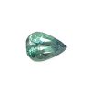 Korn 19_6 - GEMWORLD LTD Teardrop-shaped green gemstone with faceted surfaces on a white background, viewed close-up.