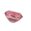 Pink faceted gemstone shown in the bottom-left corner against a white background, highlighting its geometric facets.
