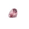 Close-up of a pink faceted gemstone with sparkling facets catching the light on a white background.